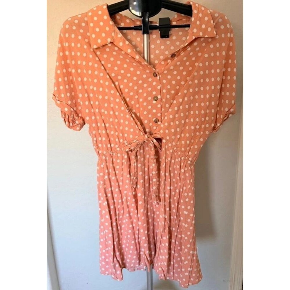 Peach polka dot dress